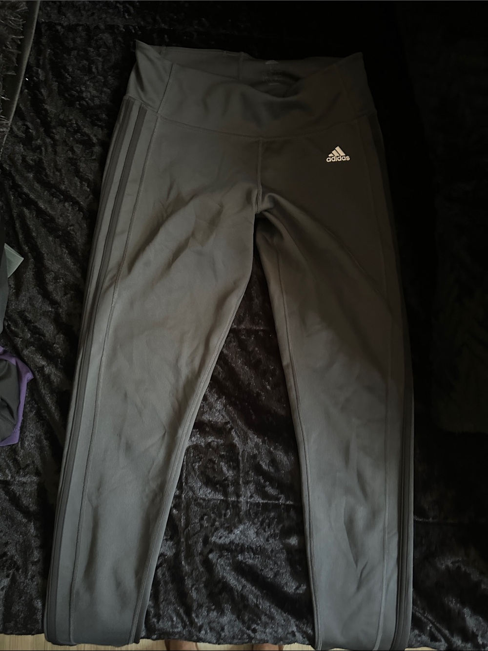 adidas Black Slim Track Pants with Tonal Side Stripes